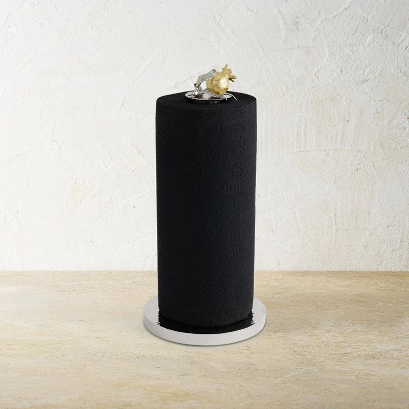 Pomegranate Silver & Gold Paper Towel Holder