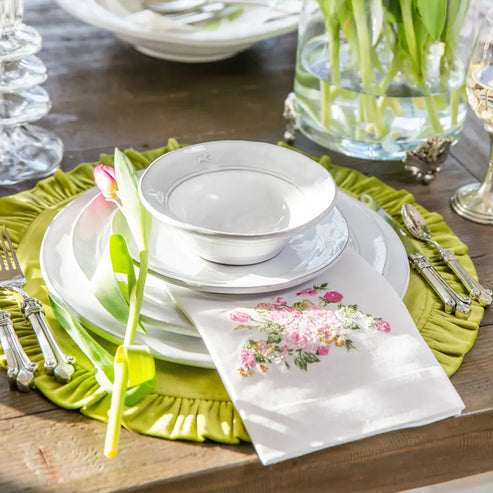 Velvet Pear Round Ruffle Placemat | Set of 4