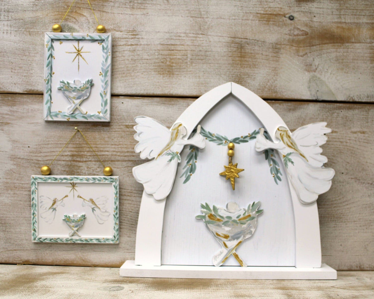 Manger Framed Wood Ornament