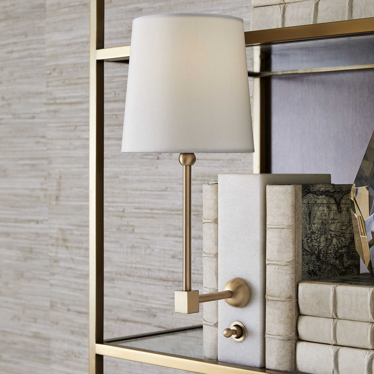 On a Shelf Mini Lamp - White Marble Brass