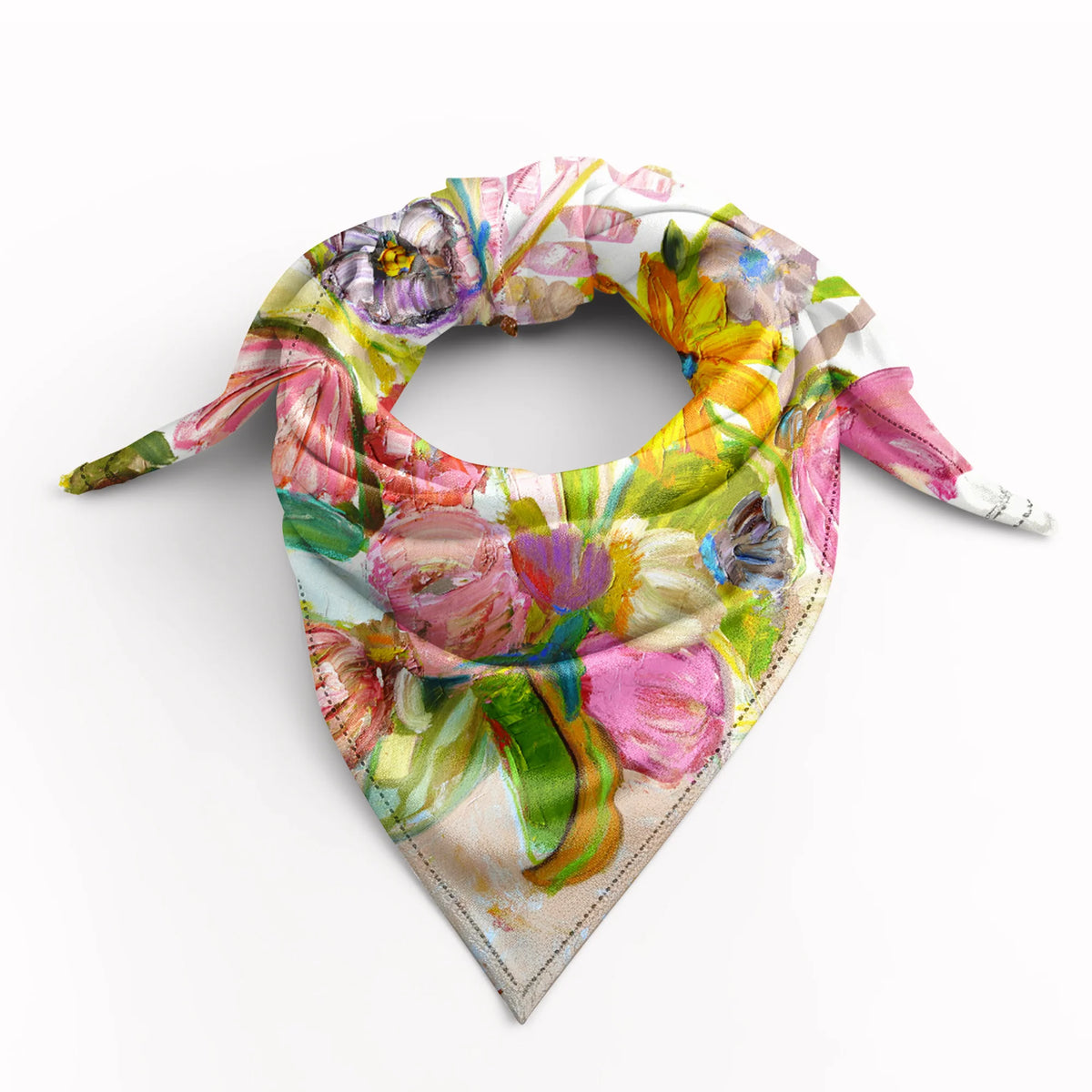White Lotus Silk Scarf