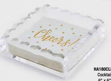 Lucite Wave Cocktail Napkin Tray - Clear