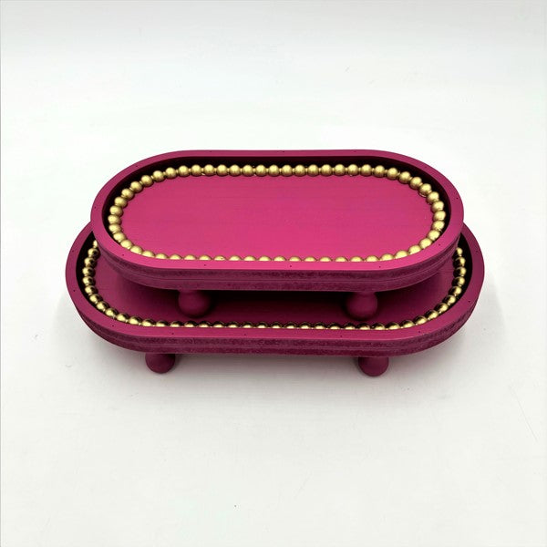 Small Oblong Fuchsia Wooden Tray