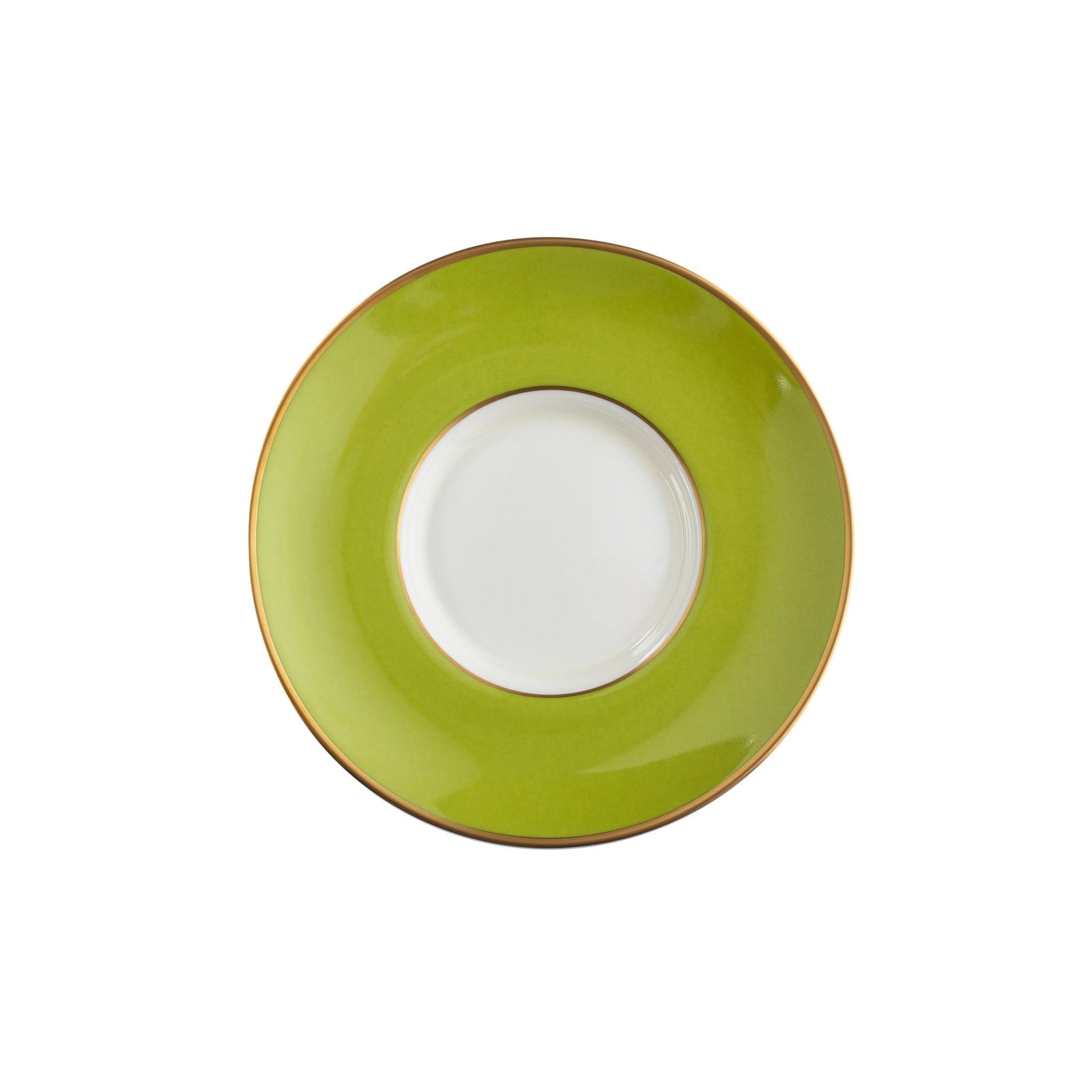 Ultra-White ColorSheen Apple Green Gold Teacup Saucer