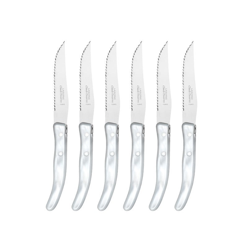 Box of 6 Berlingot Steak Knives | White Handle