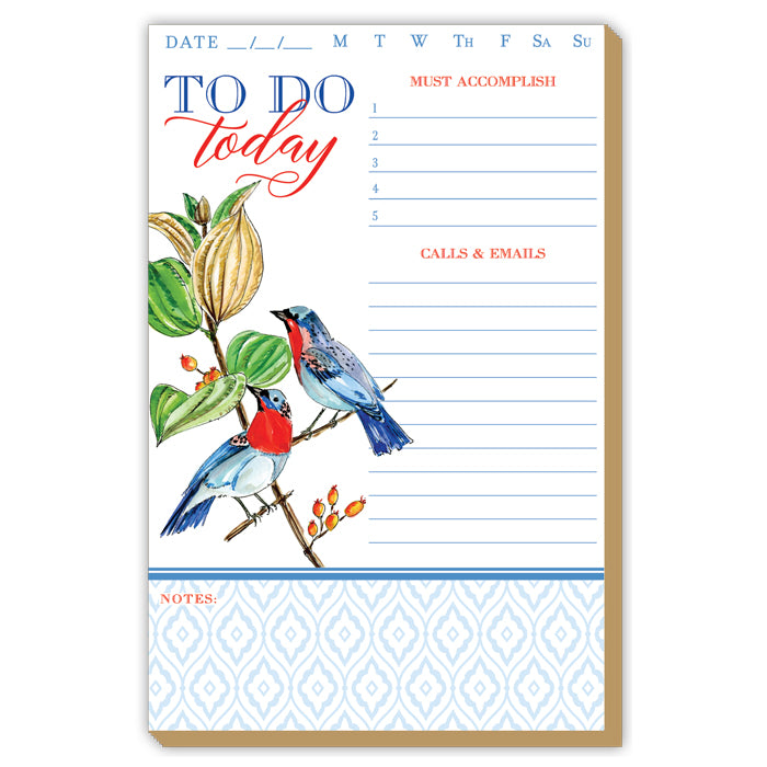 Blue & Orange Bird Botanical Large Luxe Pad