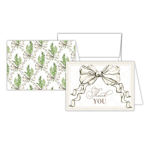 Petite Note Combo Handpainted Combo Thank You Bridal Bow/Bow with Fern
