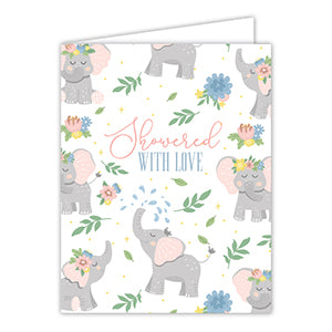 Showered With Love Elephants Greeting Card