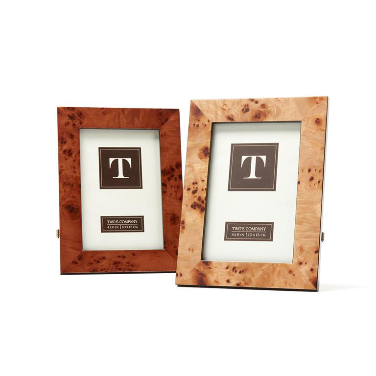 Burled Wood 4" x 6" Photo Frame Asst 2 Colors