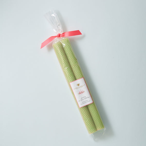 12" Pair of Tapers - Chartreuse w/ Pink Sparkle | Chrysoprase