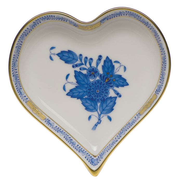 Small Heart Tray - Blue Chinese Bouquet
