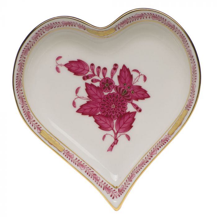 SMALL HEART TRAY - RASPBERRY CHINESE BOUQUET