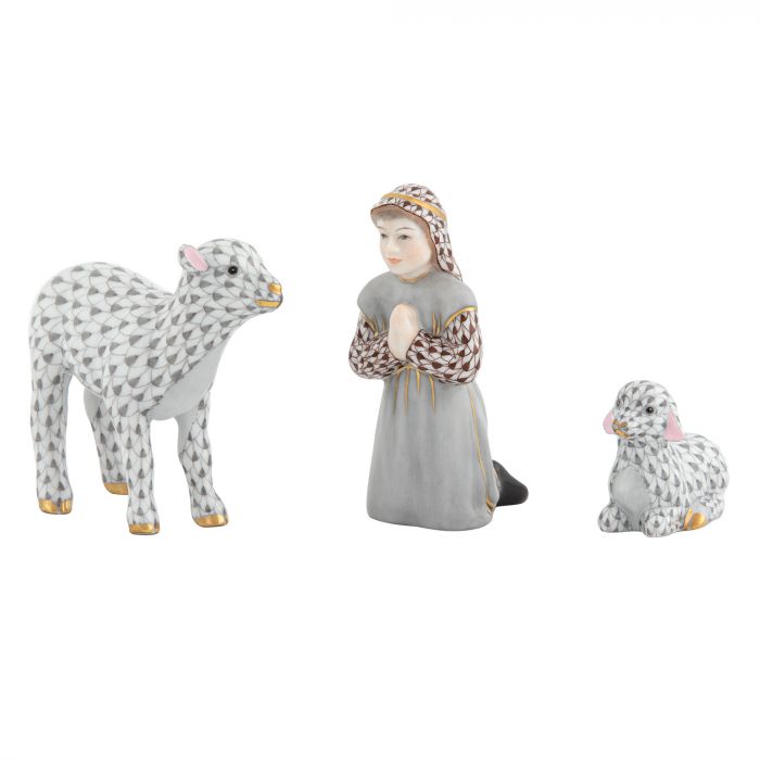 SHEPHERD BOY AND LAMBS 3 PIECE SET