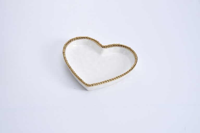 Heart Dish White with Gold Trim