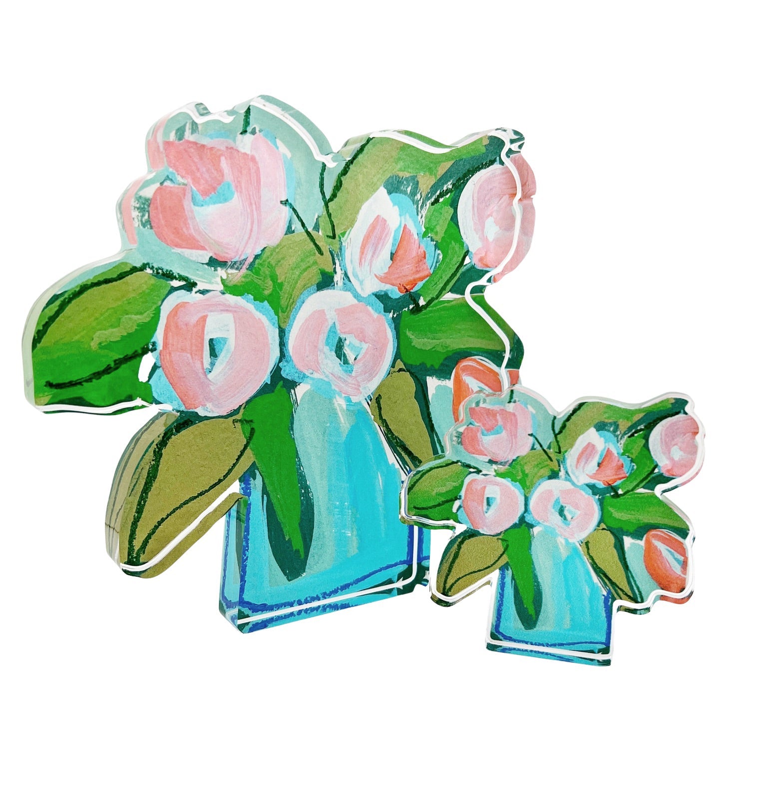 Coral Tulips Acrylic Bloom Block - Bitty Block
