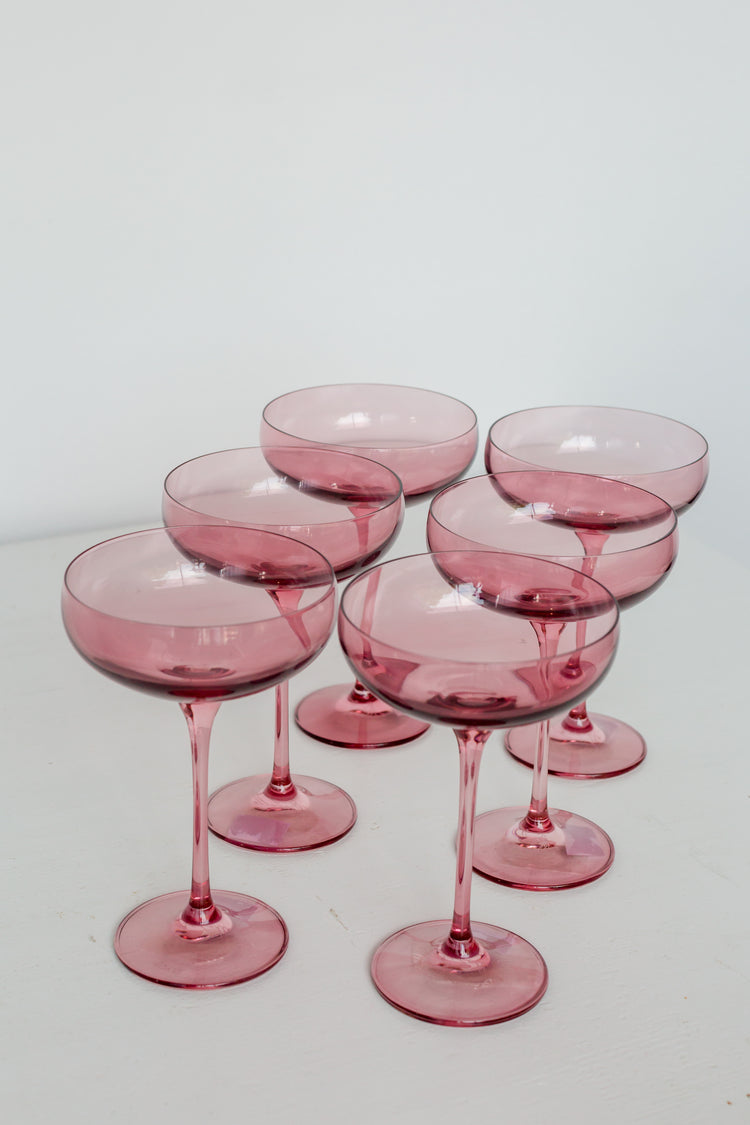 Estelle Colored Champagne Coupe Stemware {Rose}_Pair