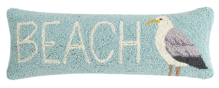 Beach and Seagull Hook Pillow
