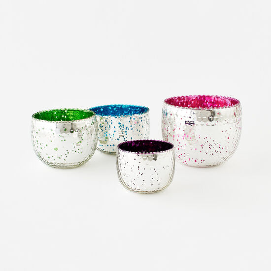 Dimpled Candle Holder, M, Glass