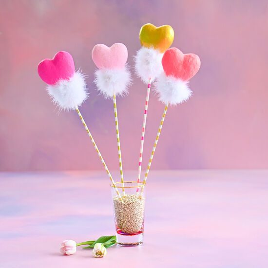 Heart Wand, 4 Asst, Papermache