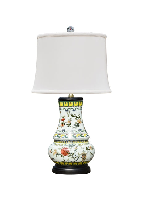 Porcelain Floral Oval Lamp