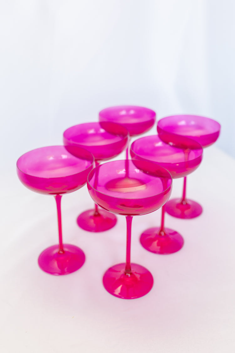 Estelle Colored Champagne Coupe Stemware {Viva Magenta (Our Fuchsia)}_Pair