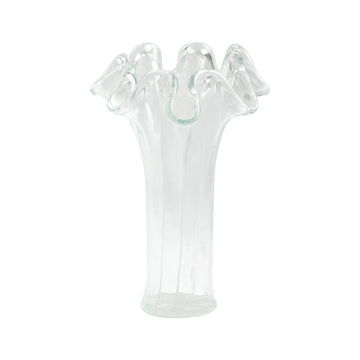 Onda Glass Clear w/ White Lines Short Vase