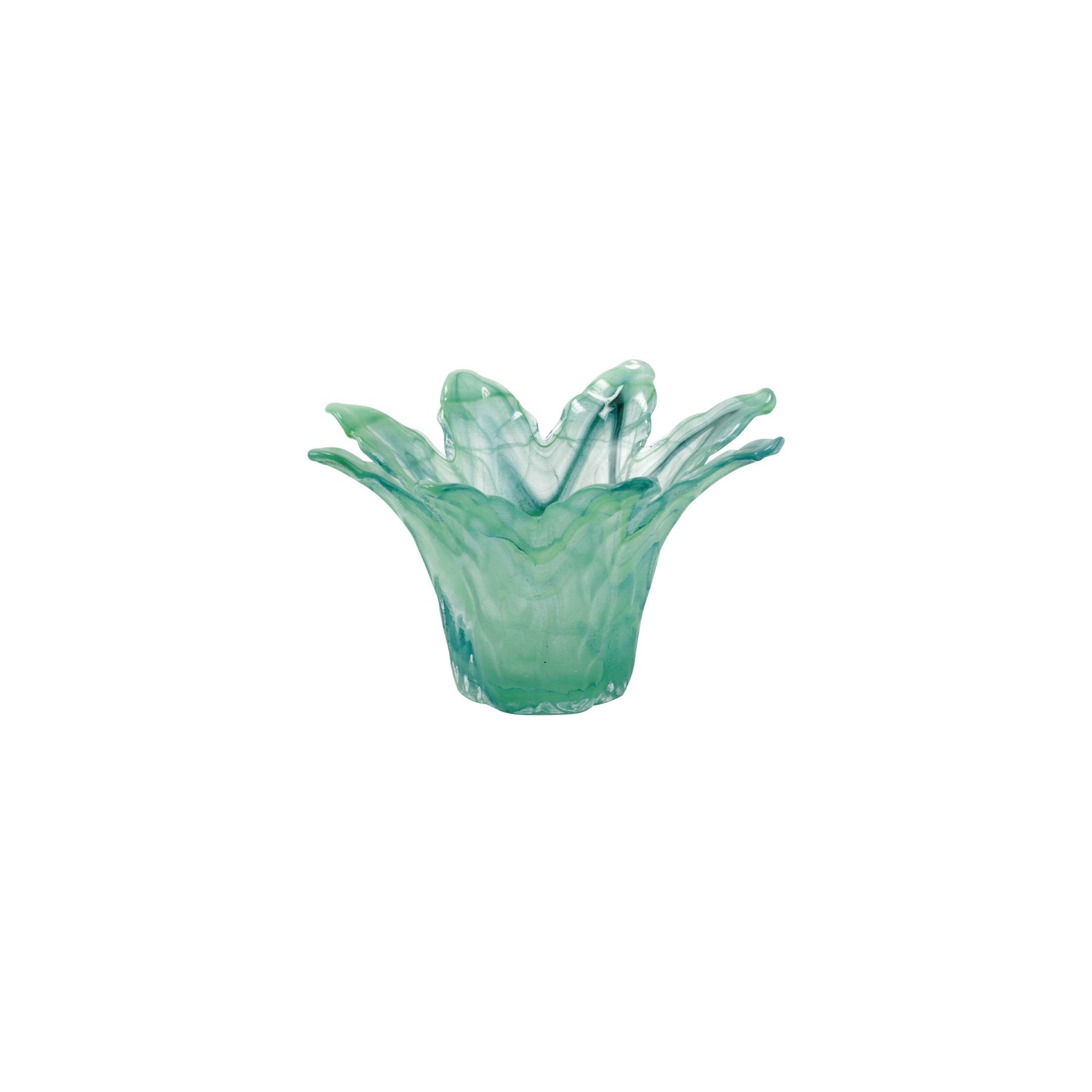 Onda Glass Green Small Leaf Centerpiece
