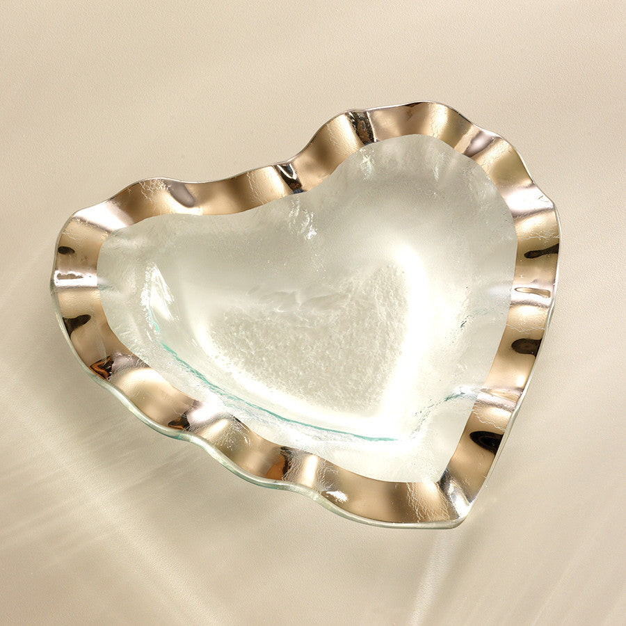 Ruffle Heart Bowl - Platinum