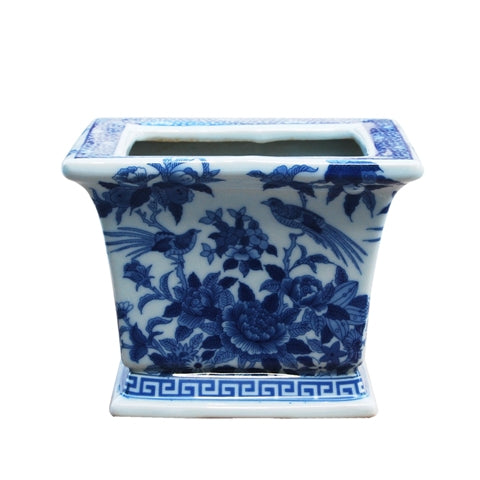 Porcelain Blue and White Square Cachepot