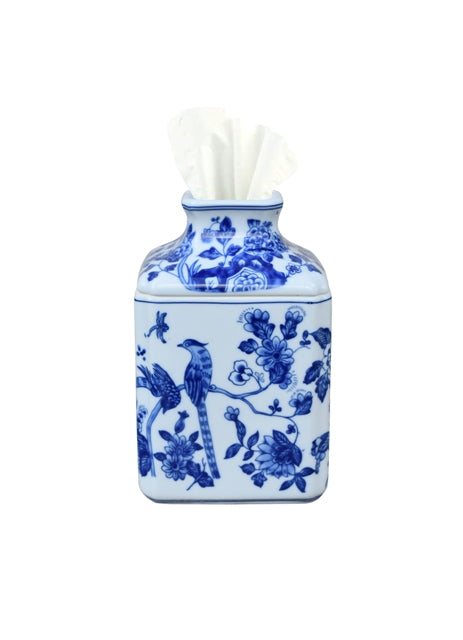 English Blue and White Tissue Box