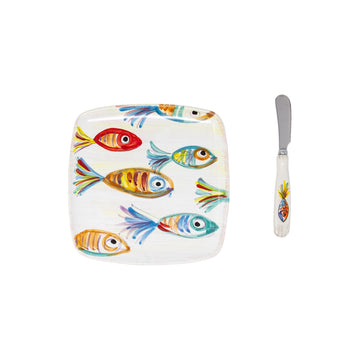 Pesci Colorati Square Plate w/ Spreader