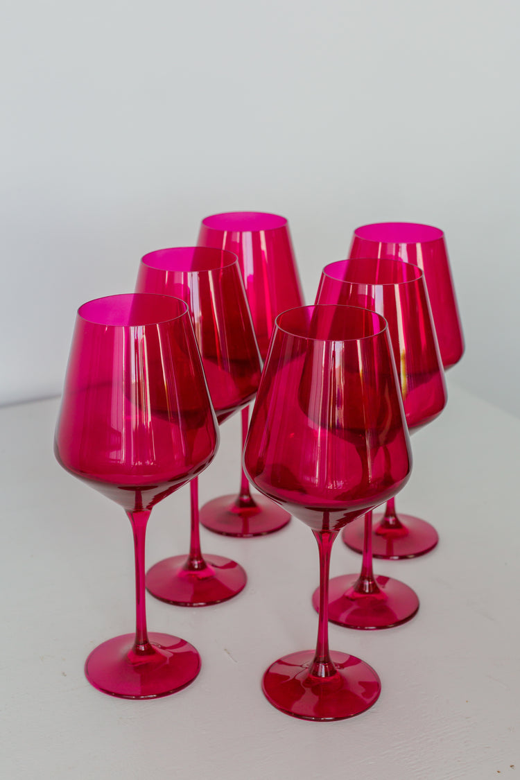 Estelle Colored Wine Stemware {Viva Magenta} Fuchsia Single