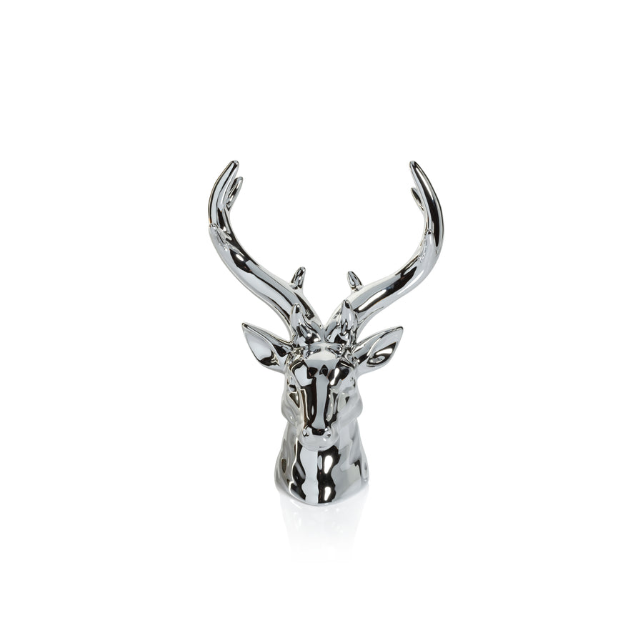Rocky Mountain Ceramic Stag Head-Silver, 11"