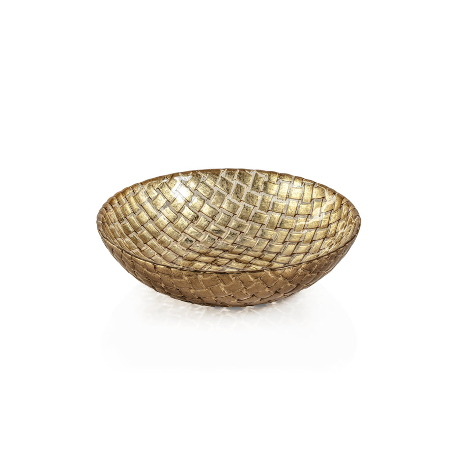 BRAIDED GLASS BOWL-GOLD