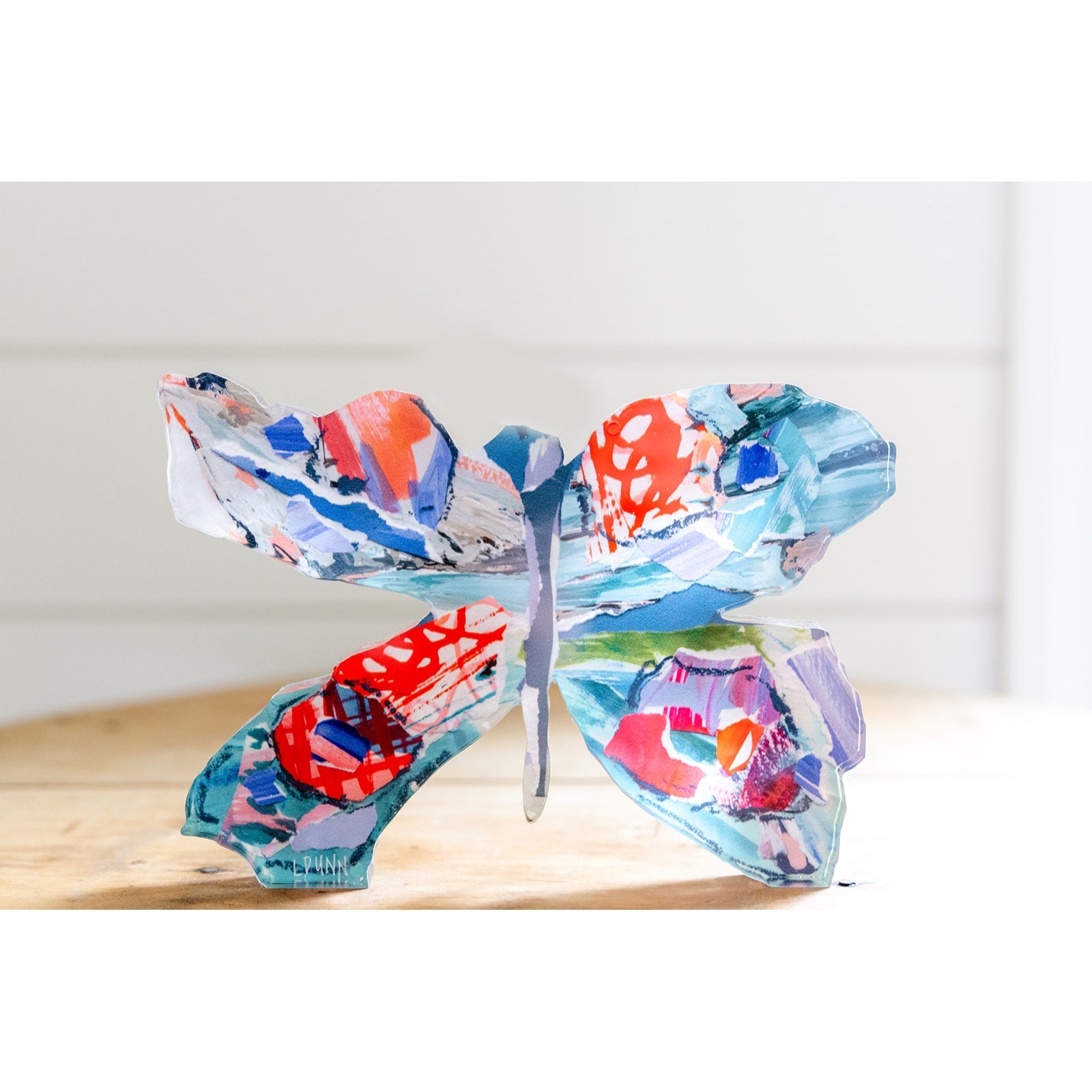 Orange and Blue Butterfly Acrylic Block - Bitty Block