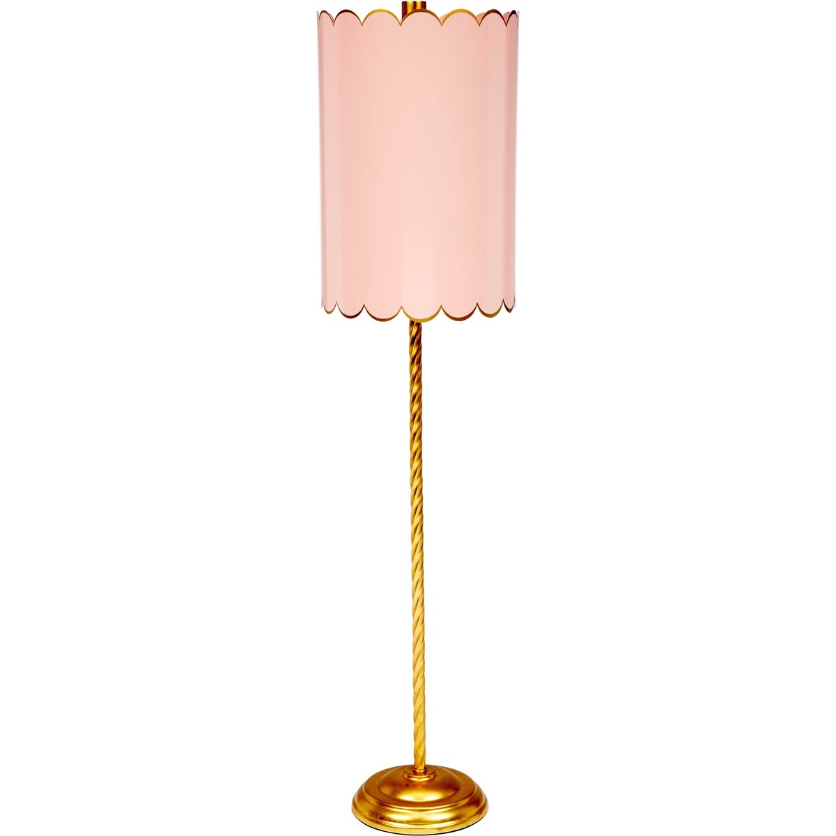 Blush & Gold Twist Buffet Lamp With Scalloped Shade