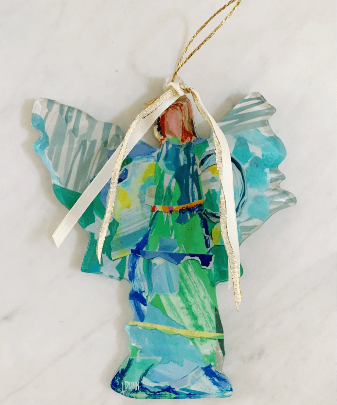 "Good News" Acrylic Angel Ornament- Green
