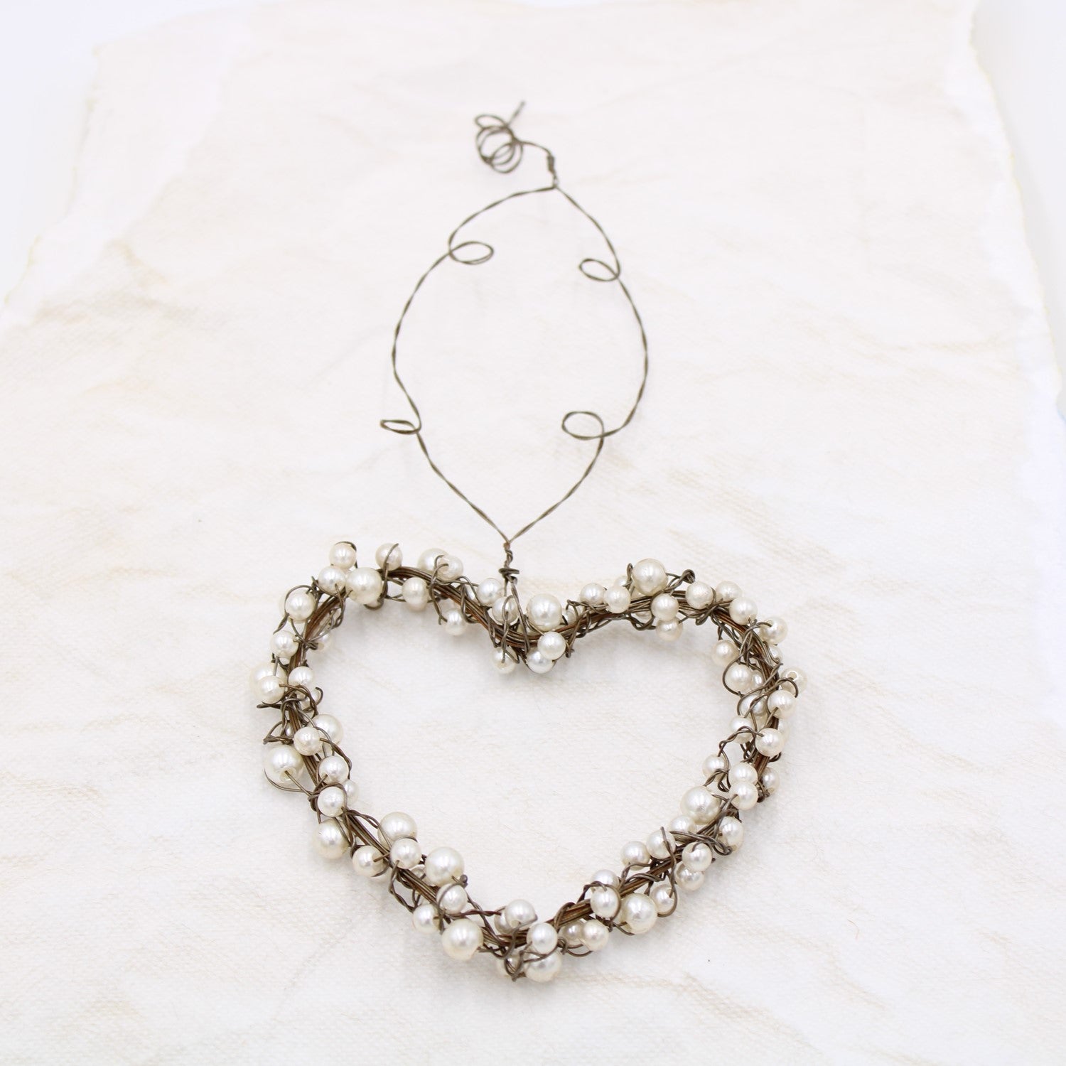 5" Wire Heart with Pearls, Ornament