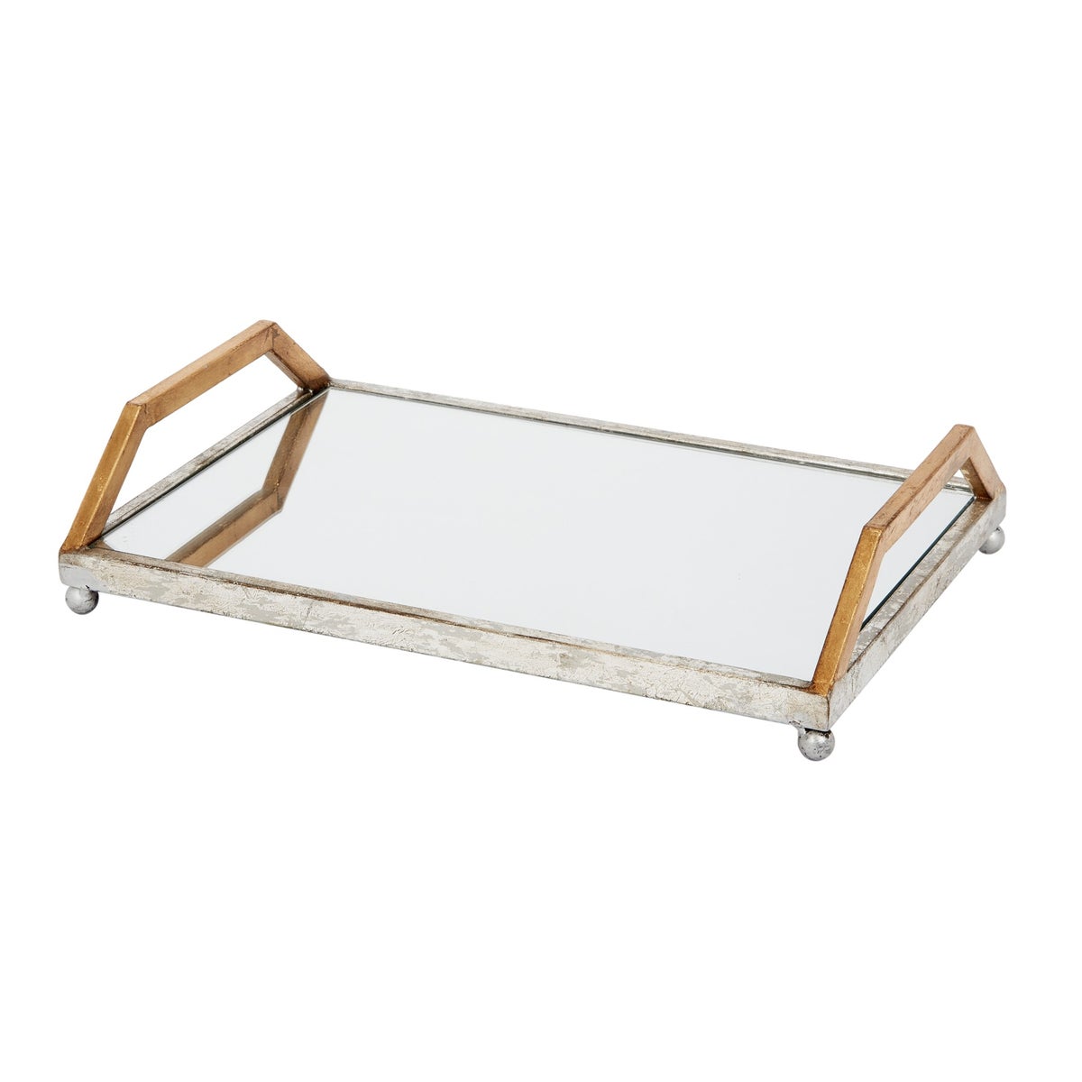 St. Charles Gold Leaf and Silver Leaf Mirrored Tray
