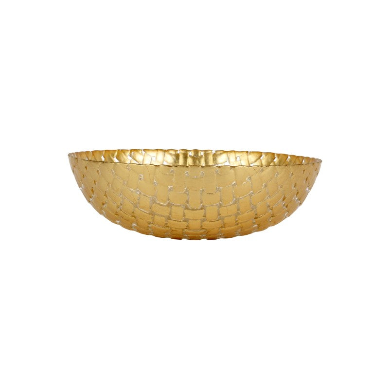 Rufolo Glass Gold Basketweave Small Serving Bowl