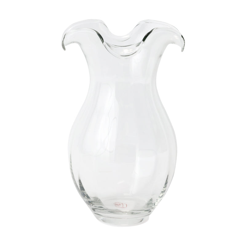 Hibiscus Glass Clear Vertical Fluted Medium Vase