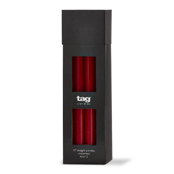 Color Studio 12" Straight Single Candle - Red