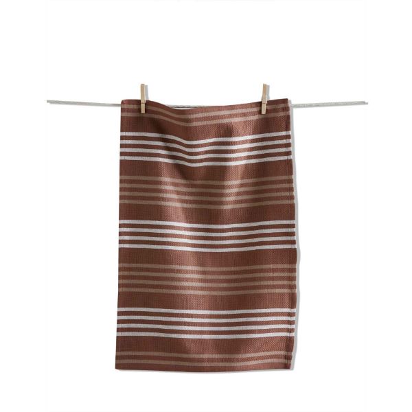 Basket weave stripe dishtowel - ochre