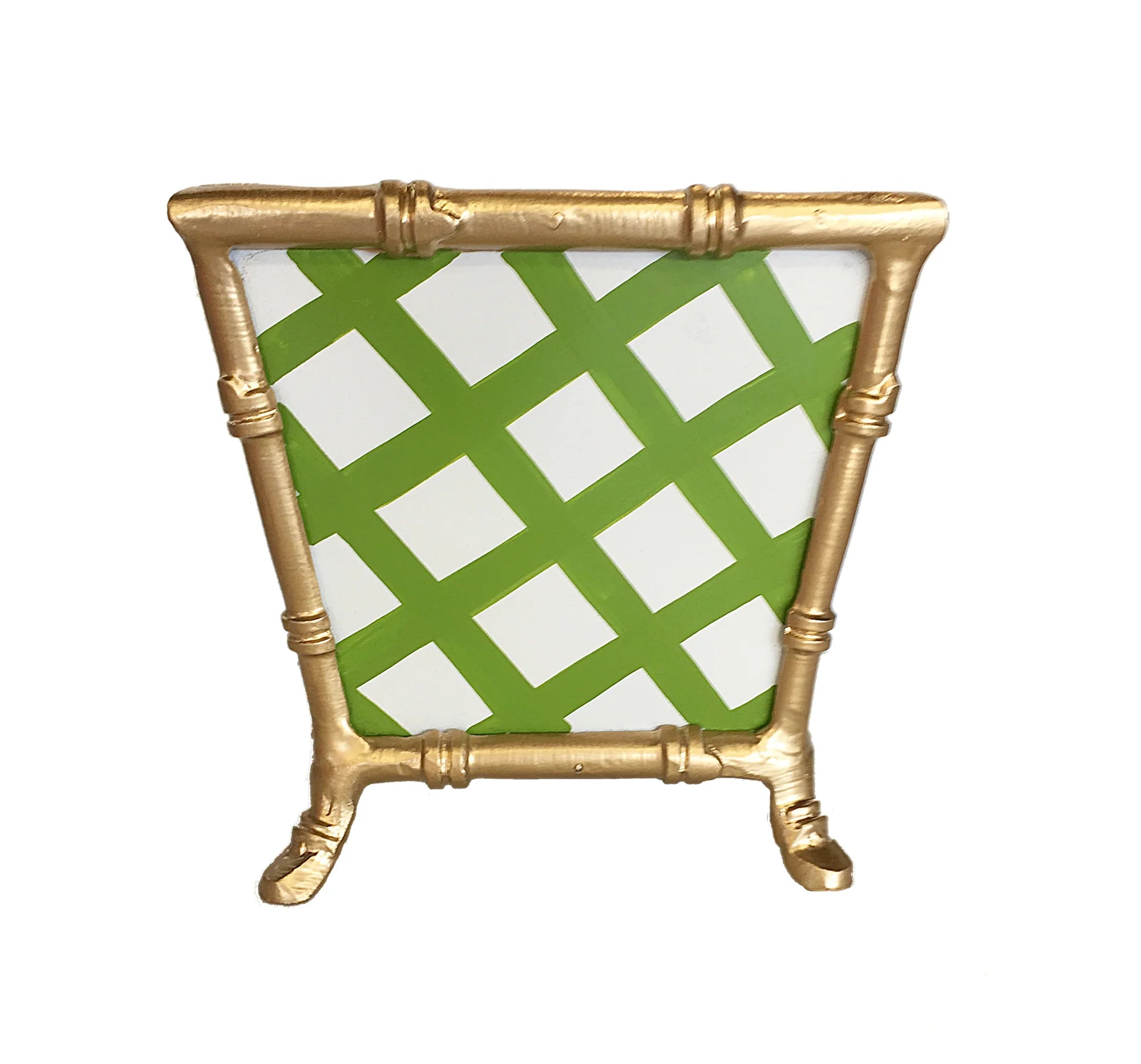 Bamboo Cachepot in Green Lattice