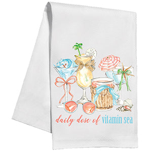 Handpainted Daily Dose of Vitamin Sea Tea Towel