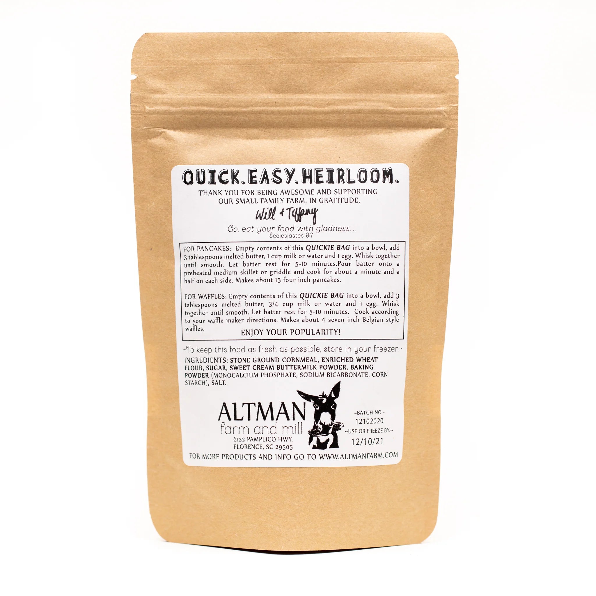 Heirloom Buttermilk Pancake and Waffle Mix 9 oz.