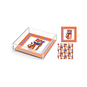 Clemson Orange & Purple Handpainted Acrylic Tray Small