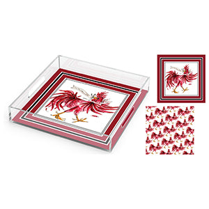 Gamecock Maroon & Black Handpainted Acrylic Tray Large