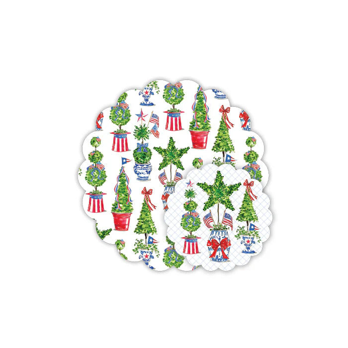 Patriotic Topiaries Doily Set