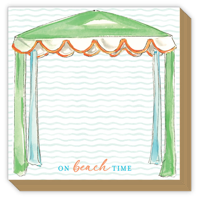 Handpainted On Beach Time Green Cabana Luxe Notepad